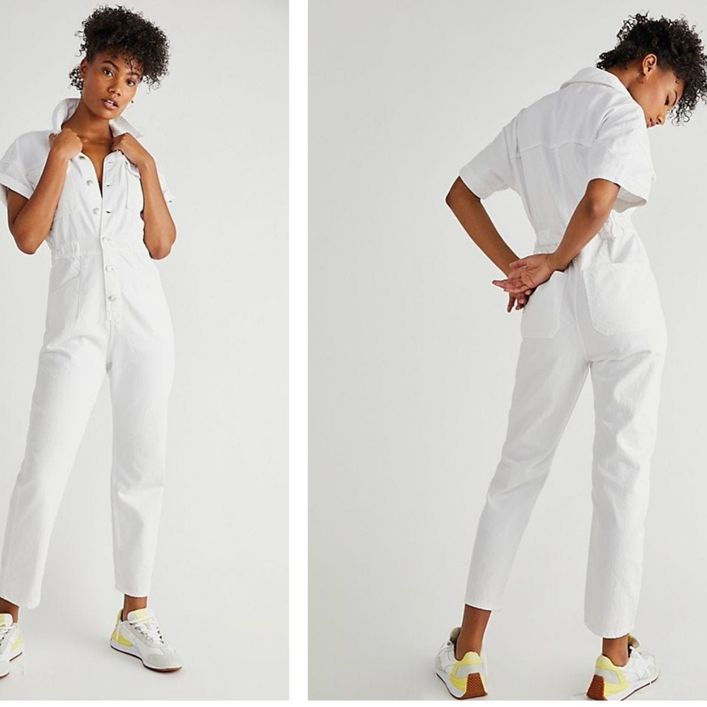 Free People Marci white jumpsuit, size S